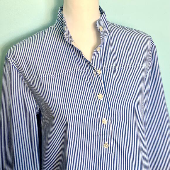 NWT J. Crew Blue Striped Popover Shirt Size 4 - Picture 2 of 8